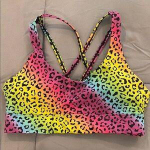ZYIA Rainbow Leopard Light n Tight Strappy Sports Bra